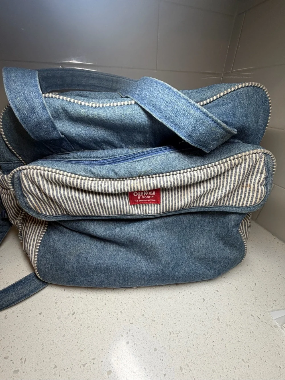 OshKosh Denim & Striped B'gosh Denim Railroad Pinstripe Diaper bag VINTAGE